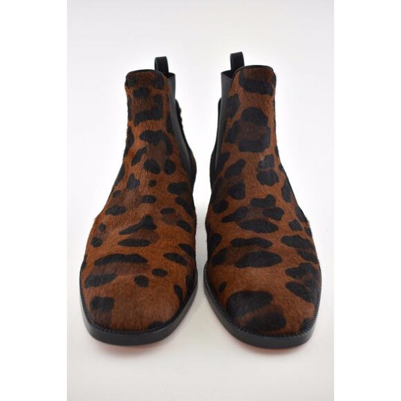 Christian Louboutin Marmada Flat Black Leopard Pony Fur Chelsea Ankle Boot 38 - Picture 5 of 11